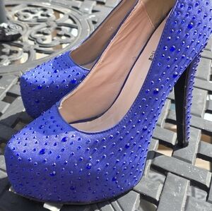 Sizzle by Coloriffics Royal Blue Rhinestone Stiletto Pumps Size 7 Prom Pageant
